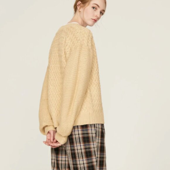 Small - PAMELA LOVE - Oversized Beige Soft Cardigan Rent the Runway $275 msrp - Picture 3 of 12
